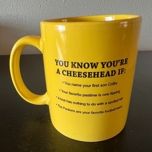 Set of 2 Wisconsin Cheesehead Official Mugs ~ Cheese Lover ~ Green Bay Packers - Picture 3 of 8